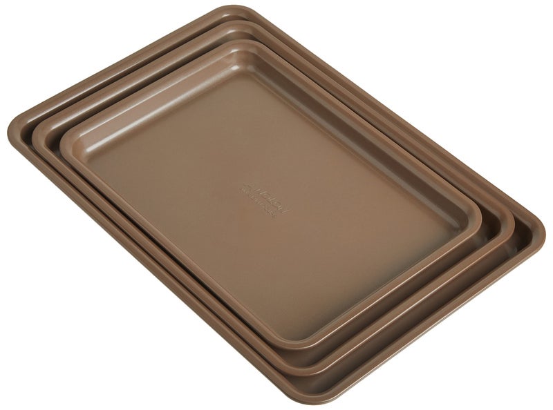 Anolon Gourmet Nonstick Bakeware Set with Nonstick Cookie Sheets / Baking Sheets - 3 Piece, Bronze Brown - Image 4